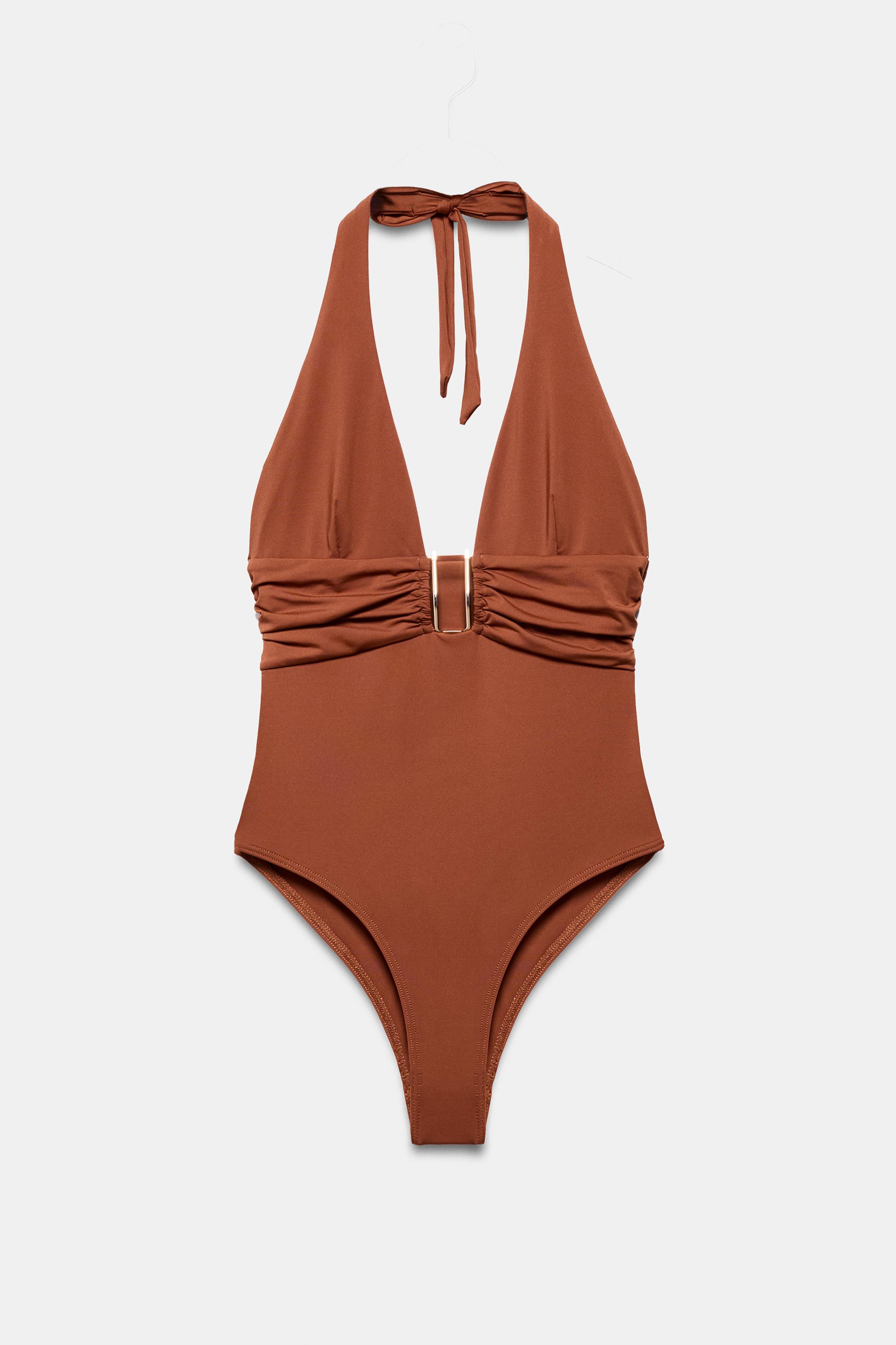 MAILLOT DE BAIN HALTER PIÈCE MÉTALLIQUE